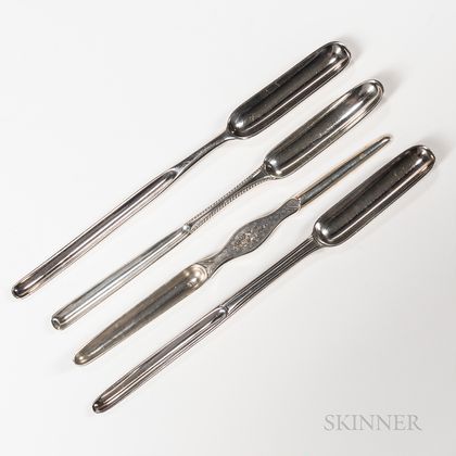 Four Sterling Silver Bone Marrow Spoons