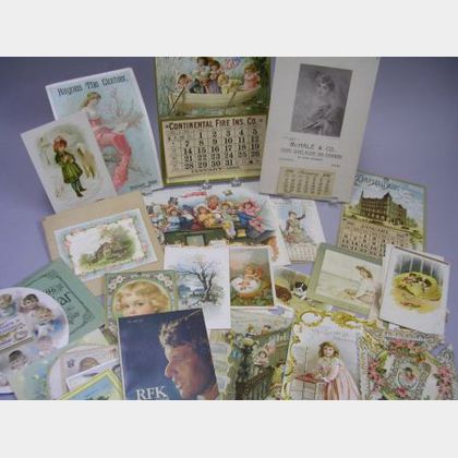Group of Late 19th Century Chromolithograph Trade Cards, Calendars, Greeting Cards, Etc.