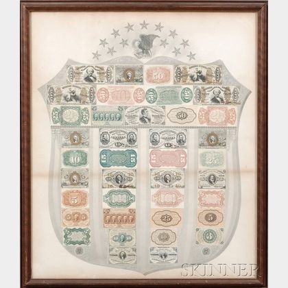 Framed Civil War Fractional Currency and Early Paper Currency