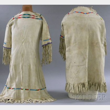 Two Native American Beaded Hide Girl's Dresses