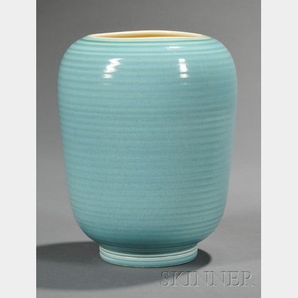 Wedgwood Norman Wilson Designed Blue Glazed Vase