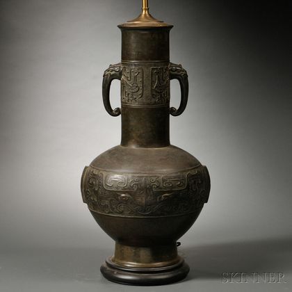 Bronze Vase Mounted as a Lamp