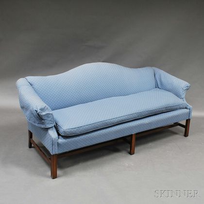 Chippendale-style Mahogany Camelback Sofa