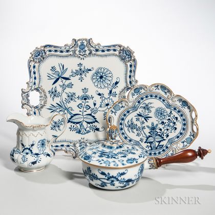 Six Meissen "Blue Onion" Pattern Porcelain Serving Pieces