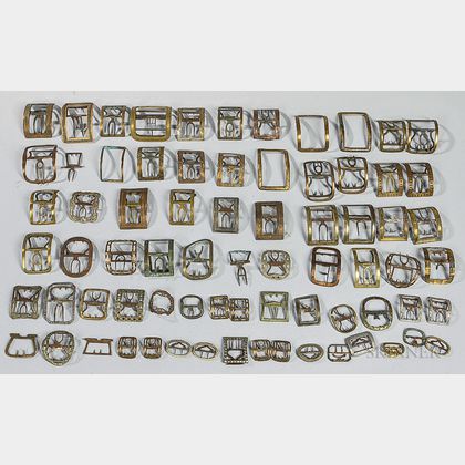 Large Group of Brass Shoe and Knee Buckles