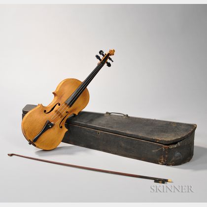 Violin and Bow in Case. Estimate $100-200