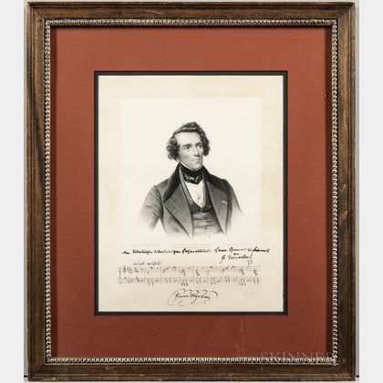 Meyerbeer, Giacomo (1791-1864) Signed and Inscribed Engraved Portrait.
