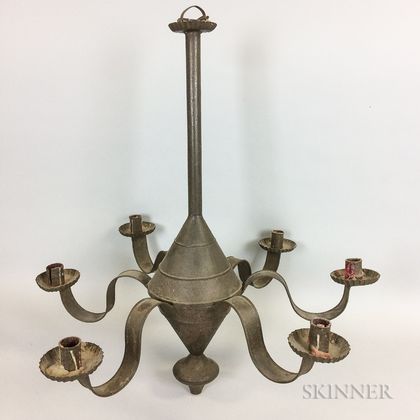 Weighted Tin Six-light Chandelier
