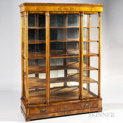 Fruitwood-veneered Biedermeier Display Cabinet