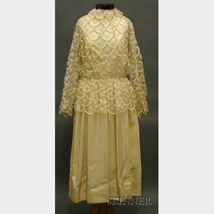 Vintage Cream Silk Satin Party Dress