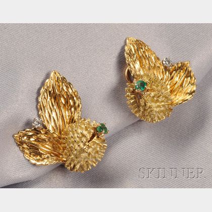 18kt Gold, Emerald, and Diamond Chestnut Earrings, Tiffany & Co.