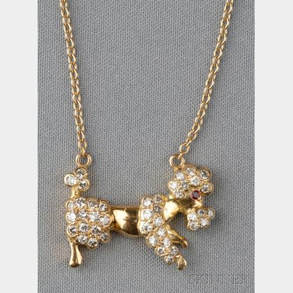 18kt Gold and Diamond Poodle Pendant