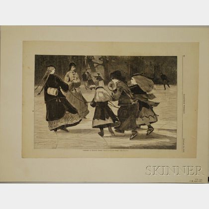 Harper's Weekly After Winslow Homer Wood Engraving "Winter-A Skating Scene