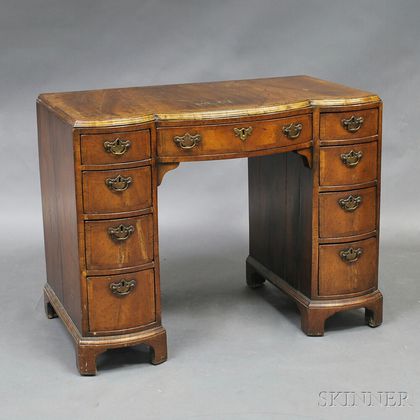 Continental Walnut Veneer Kneehole Desk