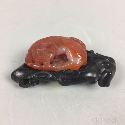 Agate Dog and a Wood Stand