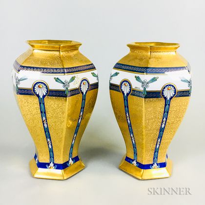 Pair of Pickard Hand-painted Porcelain Vases