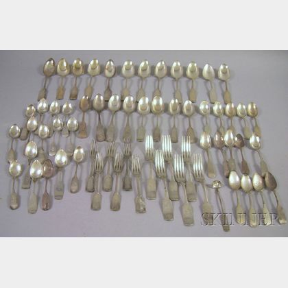 Approximately Sixty Coin Silver Flatware Pieces