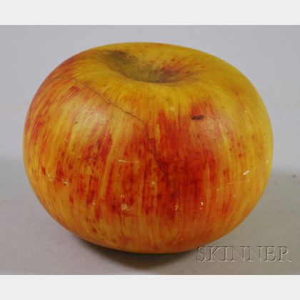 Large Carved and Painted Marble Apple