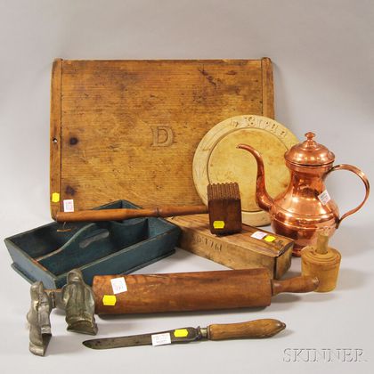 Ten Assorted Mostly Wooden Country Kitchen Items