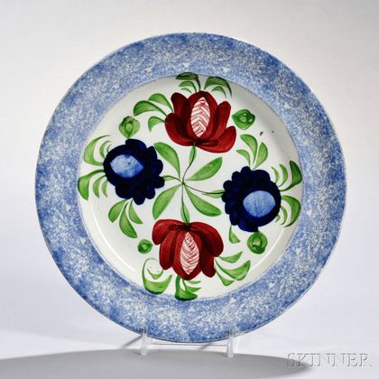 Blue Spatterware Plate
