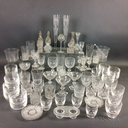 Large Group of Colorless Glass Tableware