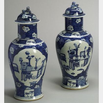 Pair of Baluster Jars and Covers