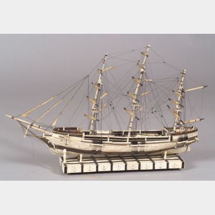 Ivory, Whalebone, and Baleen Veneer Model of the Clipper Ship Rainbow