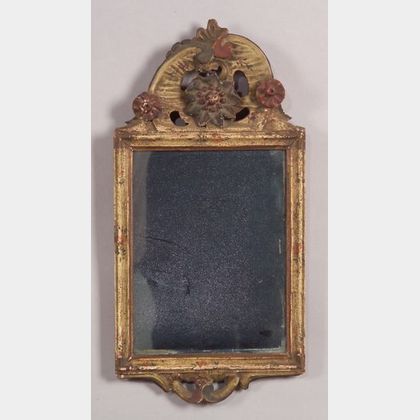Polychrome Carved and Painted Wooden Courting Mirror