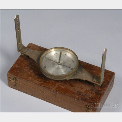 Near-Miniature Brass Plain Surveyor's Compass by Samuel Thaxter