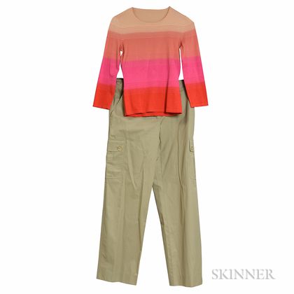 Celine Cargo Pants and Silk Knit Shirt
