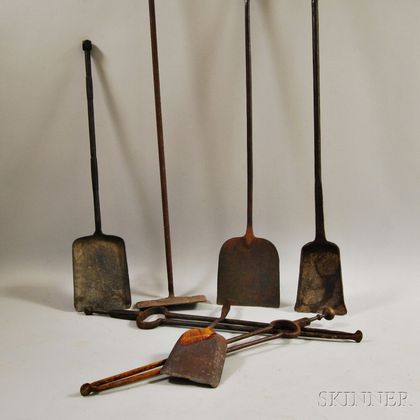 Group of Wrought Iron Mostly Fireplace Tools