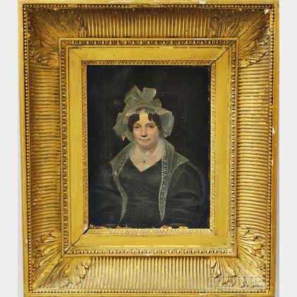 Anglo/American School, 19th Century Portrait of a Woman with a Bonnet.