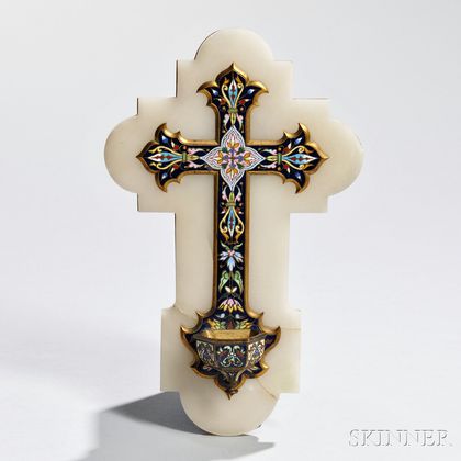 Continental Champleve-enameled Holy Water Font