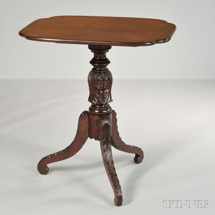 Classical Carved Mahogany Tilt-top Lightstand