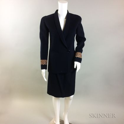 Oscar de la Renta Navy Wool Suit