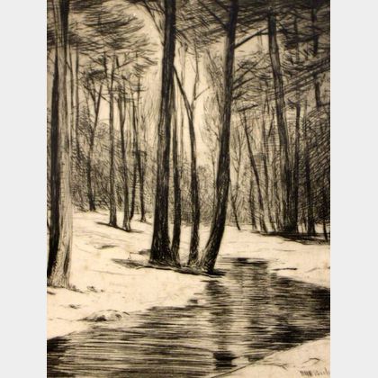 William Harry (Henry) Warren Bicknell (American, 1860-1947) Winter Stream