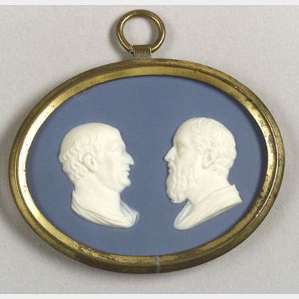 Wedgwood & Bentley Solid Blue Jasper Double Portrait Medallion