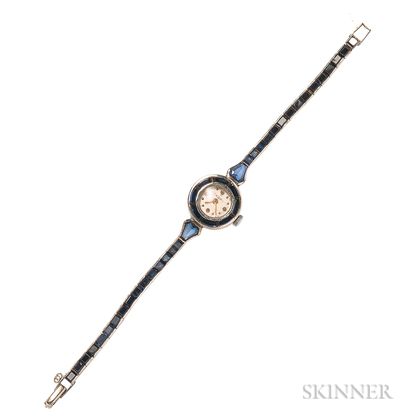 14kt White Gold and Synthetic Sapphire Wristwatch