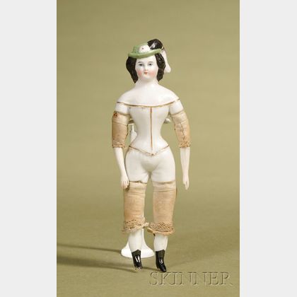 Small Parian Lady with Molded Plumed Hat