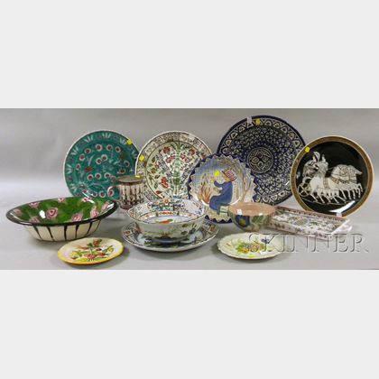 Thirteen Pieces of European Decorated Faience Ware