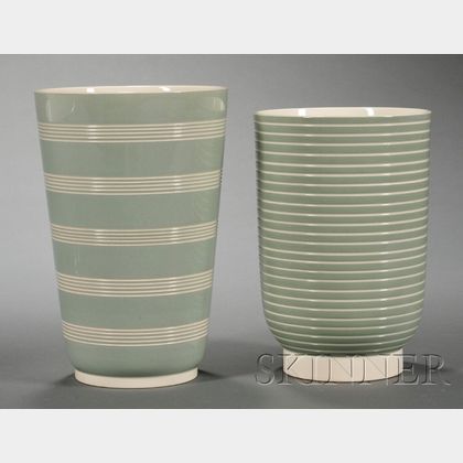 Two Wedgwood Keith Murray Creamware Vases
