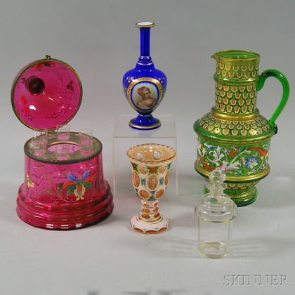 Five Decorative Glass Items
