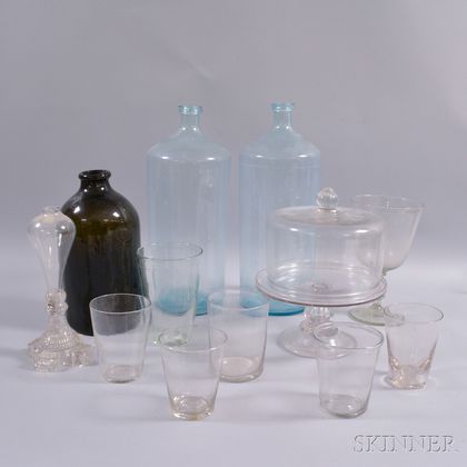 Twelve Early Blown Glass Table Items