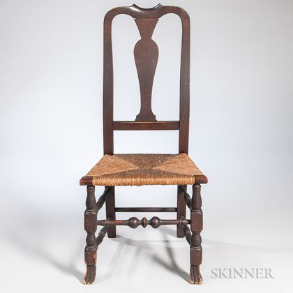 Carved Tiger Maple and Maple Side Chair