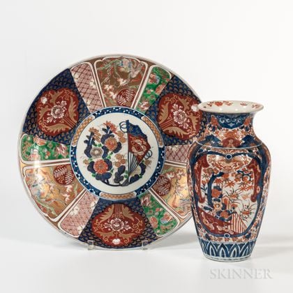 Large Imari Charger and a Vase