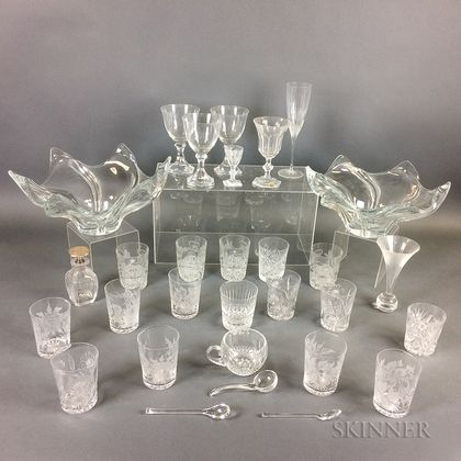 Thirty-three Pieces of Colorless Glass Tableware. Estimate $20-200