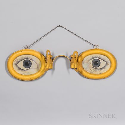 Yellow-painted Molded Tin Optometrist Sign