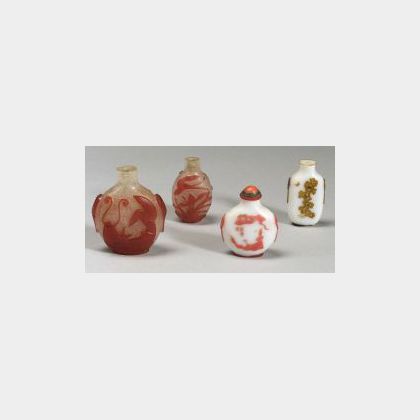 Four Cameo Glass Snuff Bottles