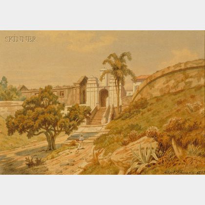 Albert Gustav Schwartz (German, b. 1833) Landscape with Figure
