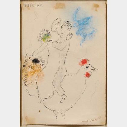 Marc Chagall (French/Russian, 1887-1985) Two Lovers on a Rooster